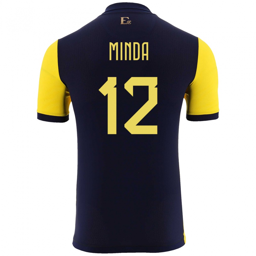 Niño Camiseta Ecuador Ethan Minda #12 Amarillo 1ª Equipación 24-26 La Camisa