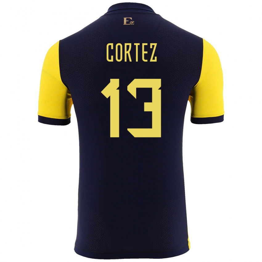 Niño Camiseta Ecuador Steven Cortez #13 Amarillo 1ª Equipación 24-26 La Camisa