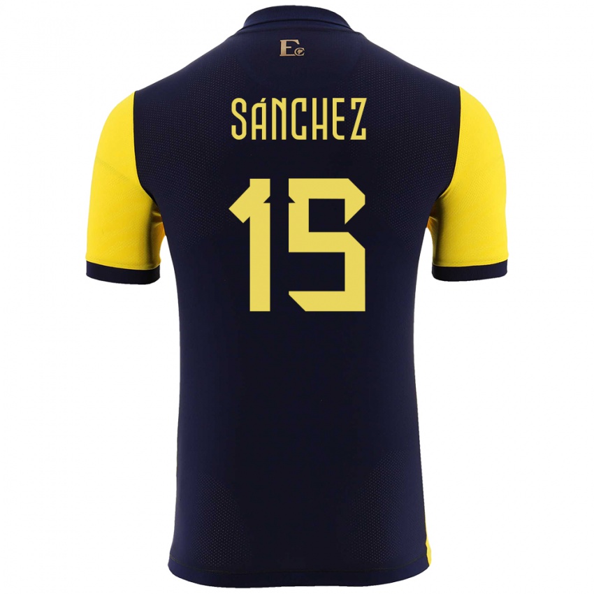 Niño Camiseta Ecuador Juan Sanchez #15 Amarillo 1ª Equipación 24-26 La Camisa
