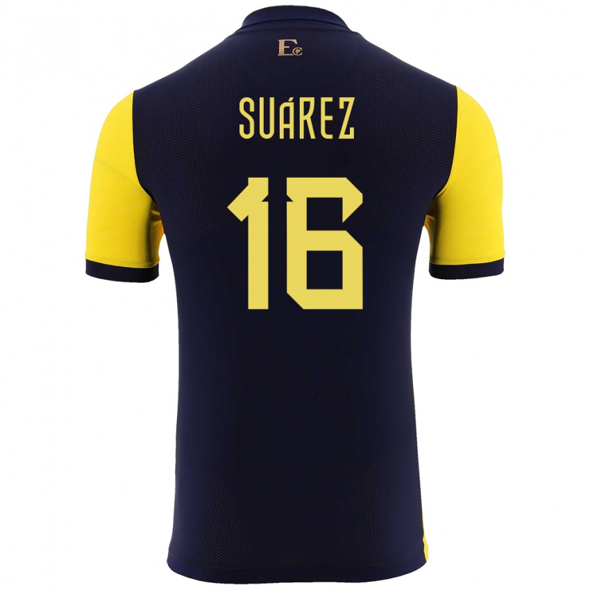 Niño Camiseta Ecuador Ariel Suarez #16 Amarillo 1ª Equipación 24-26 La Camisa