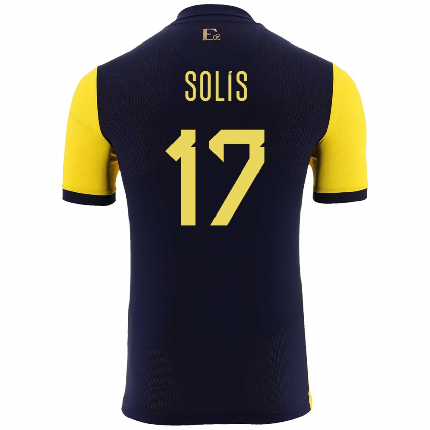 Niño Camiseta Ecuador Mathias Solis #17 Amarillo 1ª Equipación 24-26 La Camisa