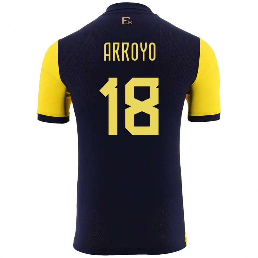 Niño Camiseta Ecuador Jean Arroyo #18 Amarillo 1ª Equipación 24-26 La Camisa