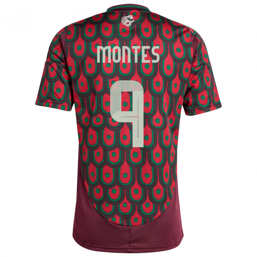 Niño Camiseta México Cesar Montes #9 Granate 1ª Equipación 24-26 La Camisa