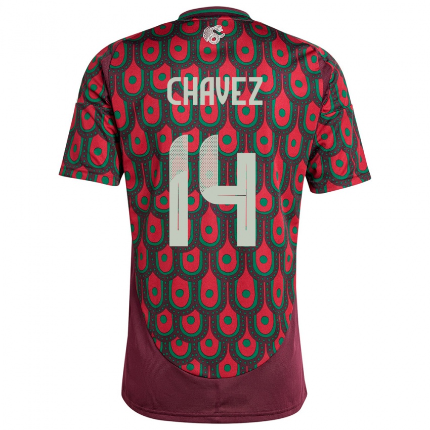 Niño Camiseta México Luis Chavez #14 Granate 1ª Equipación 24-26 La Camisa