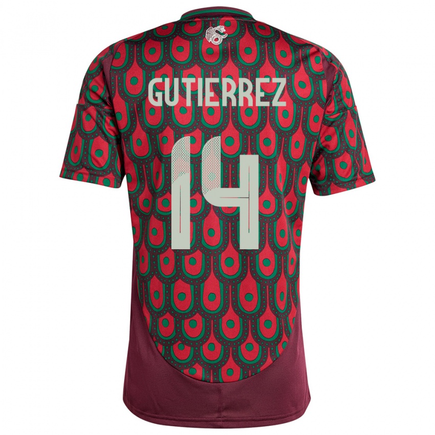Niño Camiseta México Erick Gutierrez #14 Granate 1ª Equipación 24-26 La Camisa