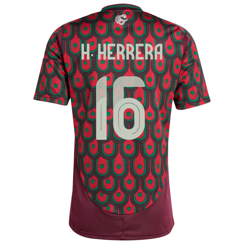 Niño Camiseta México Hector Herrera #16 Granate 1ª Equipación 24-26 La Camisa