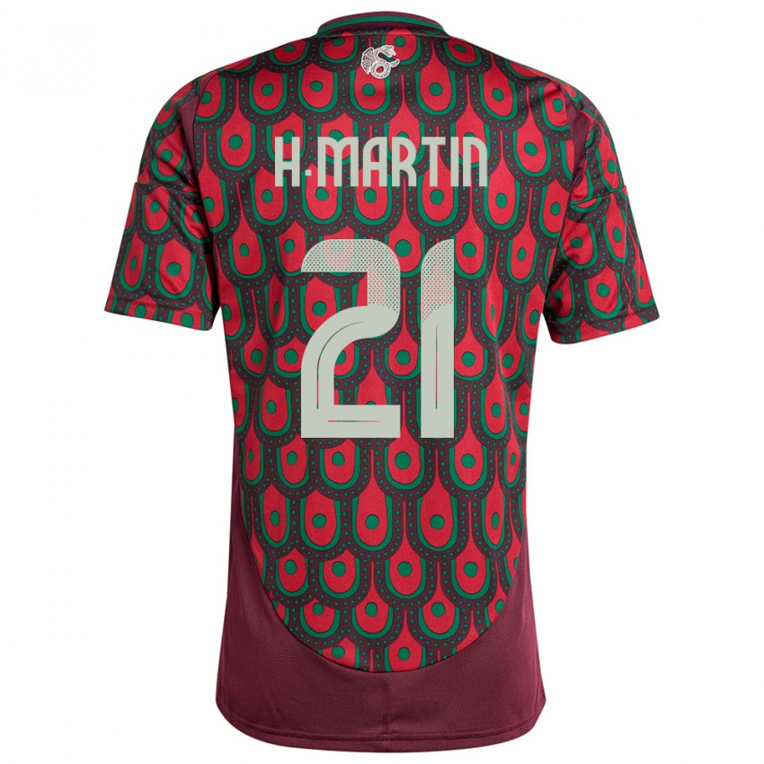Niño Camiseta México Henry Martin #21 Granate 1ª Equipación 24-26 La Camisa