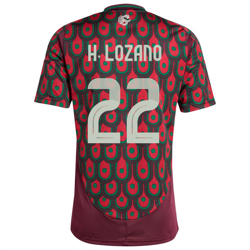 Niño Camiseta México Hirving Lozano #22 Granate 1ª Equipación 24-26 La Camisa
