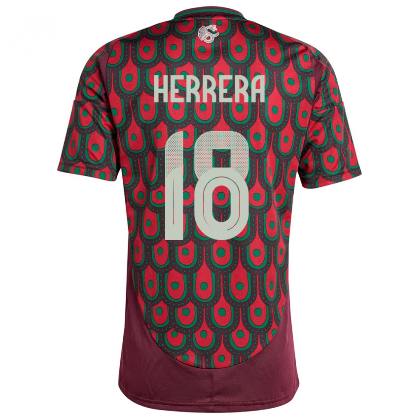 Niño Camiseta México Ozziel Herrera #18 Granate 1ª Equipación 24-26 La Camisa