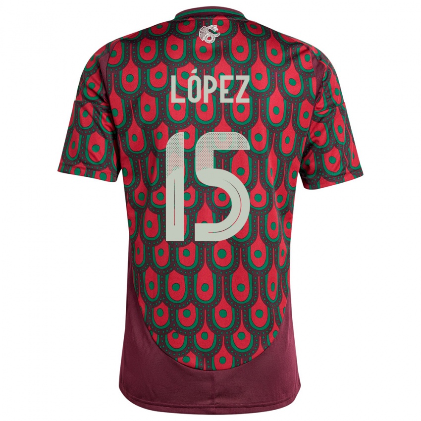 Niño Camiseta México Everardo Lopez #15 Granate 1ª Equipación 24-26 La Camisa