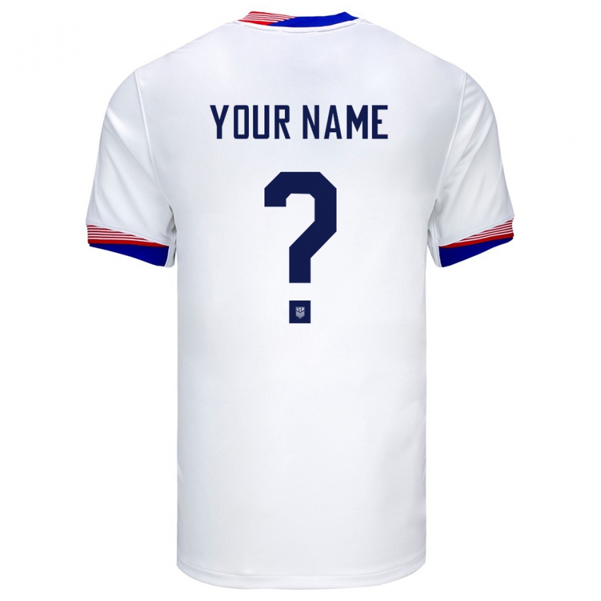 Niño Camiseta Estados Unidos Su Nombre #0 Blanco 1ª Equipación 24-26 La Camisa
