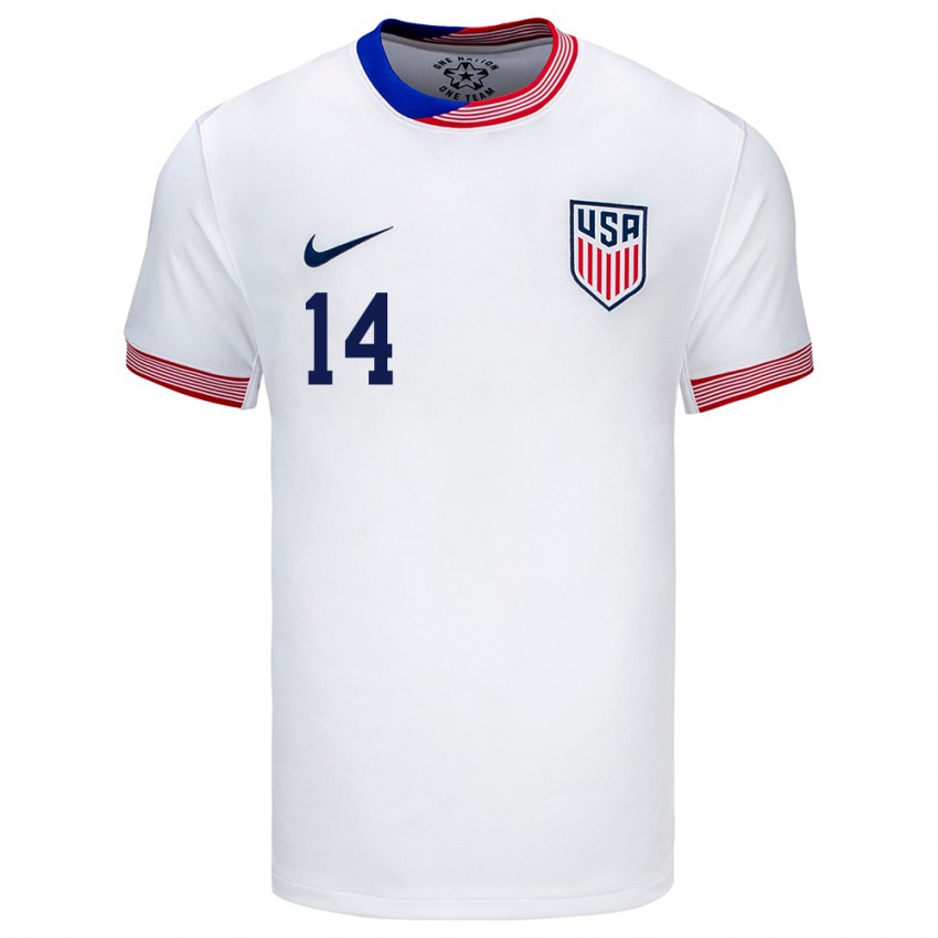 Niño Camiseta Estados Unidos Sam Coffey #14 Blanco 1ª Equipación 24-26 La Camisa