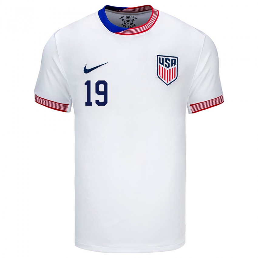 Niño Camiseta Estados Unidos Crystal Dunn #19 Blanco 1ª Equipación 24-26 La Camisa