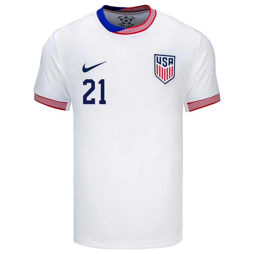 Niño Camiseta Estados Unidos Sam Vines #21 Blanco 1ª Equipación 24-26 La Camisa