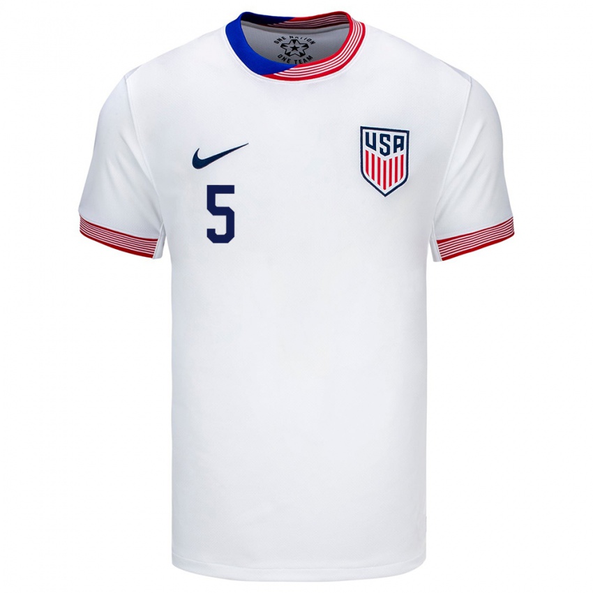 Niño Camiseta Estados Unidos Brandan Craig #5 Blanco 1ª Equipación 24-26 La Camisa