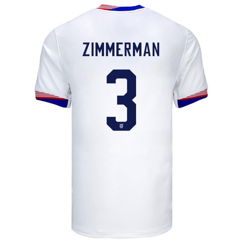 Niño Camiseta Estados Unidos Walker Zimmerman #3 Blanco 1ª Equipación 24-26 La Camisa