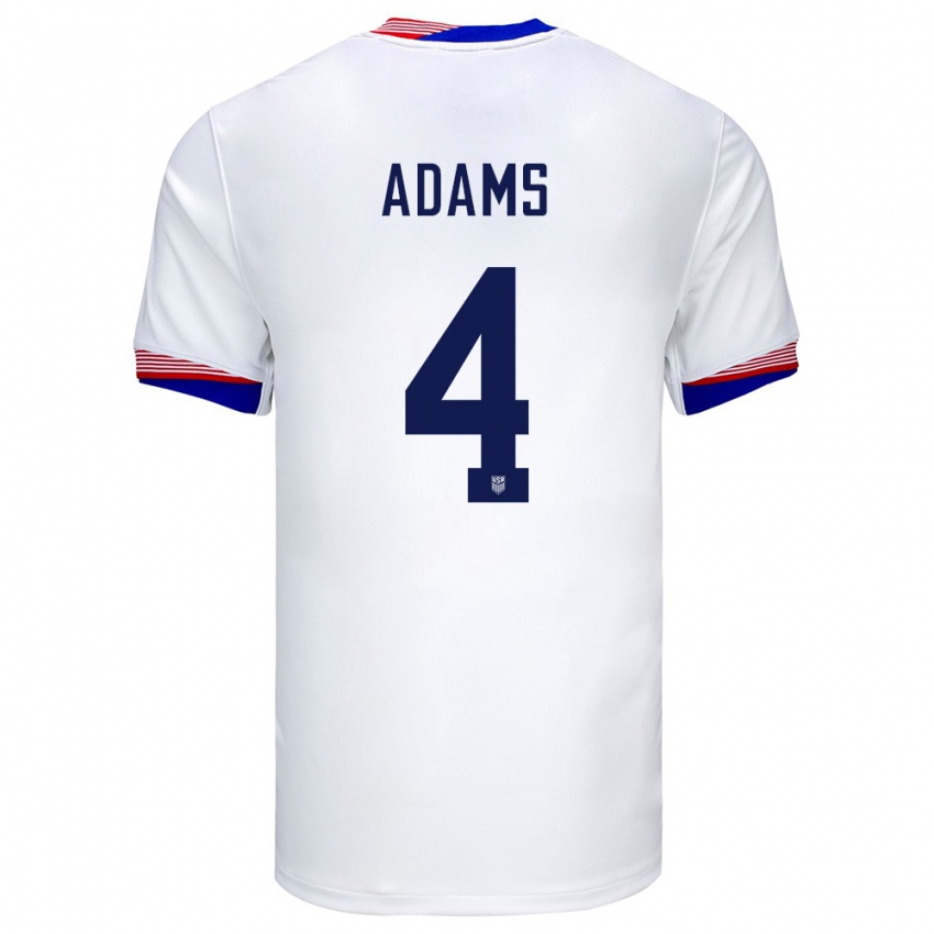 Niño Camiseta Estados Unidos Tyler Adams #4 Blanco 1ª Equipación 24-26 La Camisa