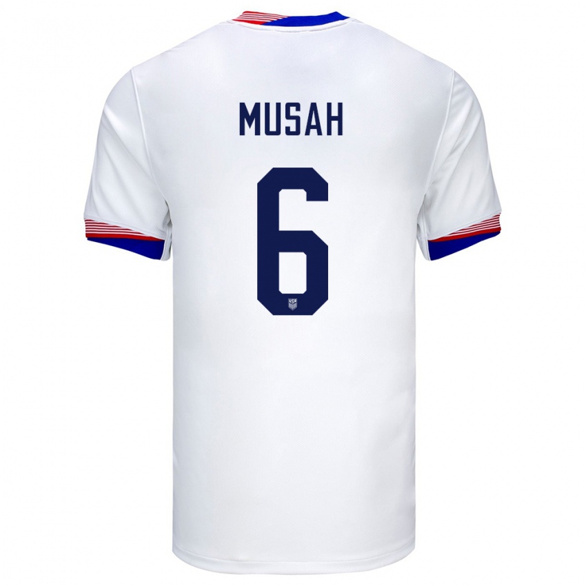Niño Camiseta Estados Unidos Yunus Musah #6 Blanco 1ª Equipación 24-26 La Camisa