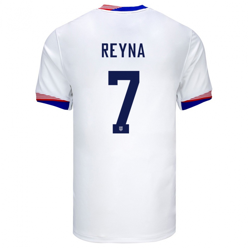 Niño Camiseta Estados Unidos Giovanni Reyna #7 Blanco 1ª Equipación 24-26 La Camisa