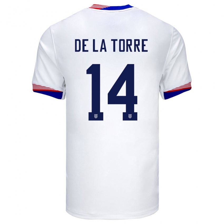 Niño Camiseta Estados Unidos Luca De La Torre #14 Blanco 1ª Equipación 24-26 La Camisa