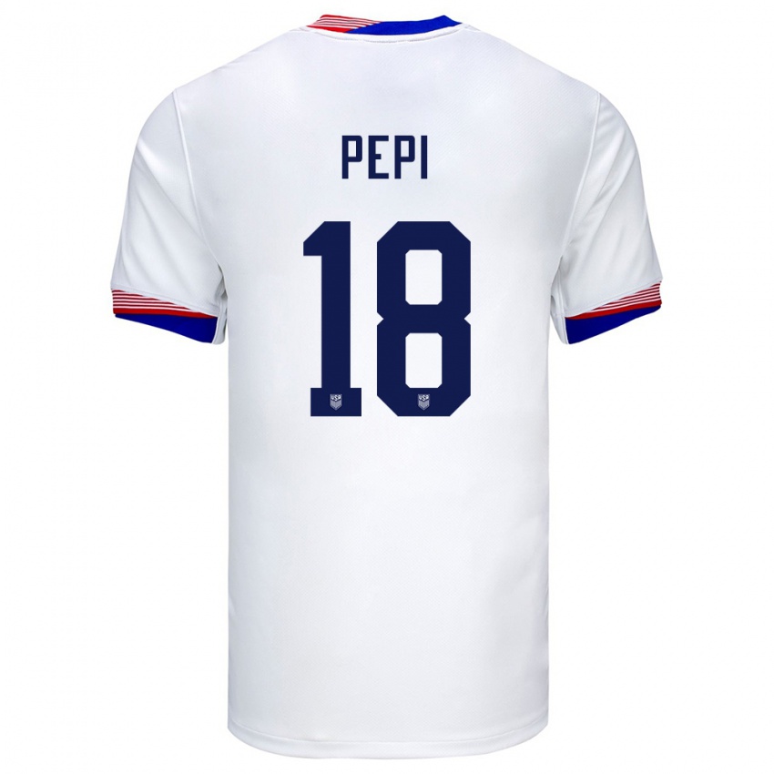 Niño Camiseta Estados Unidos Ricardo Pepi #18 Blanco 1ª Equipación 24-26 La Camisa