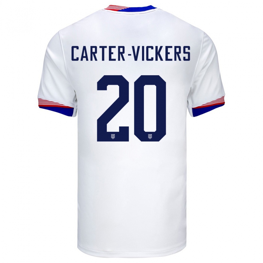 Niño Camiseta Estados Unidos Cameron Carter-Vickers #20 Blanco 1ª Equipación 24-26 La Camisa