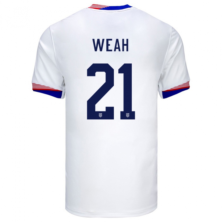 Niño Camiseta Estados Unidos Timothy Weah #21 Blanco 1ª Equipación 24-26 La Camisa