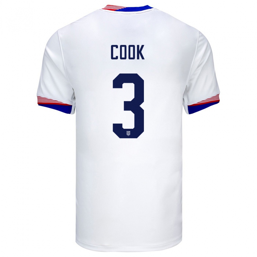 Niño Camiseta Estados Unidos Alana Cook #3 Blanco 1ª Equipación 24-26 La Camisa