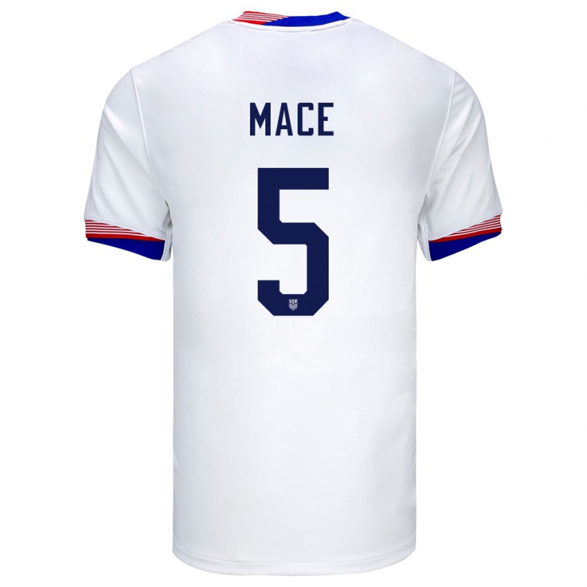 Niño Camiseta Estados Unidos Hailie Mace #5 Blanco 1ª Equipación 24-26 La Camisa