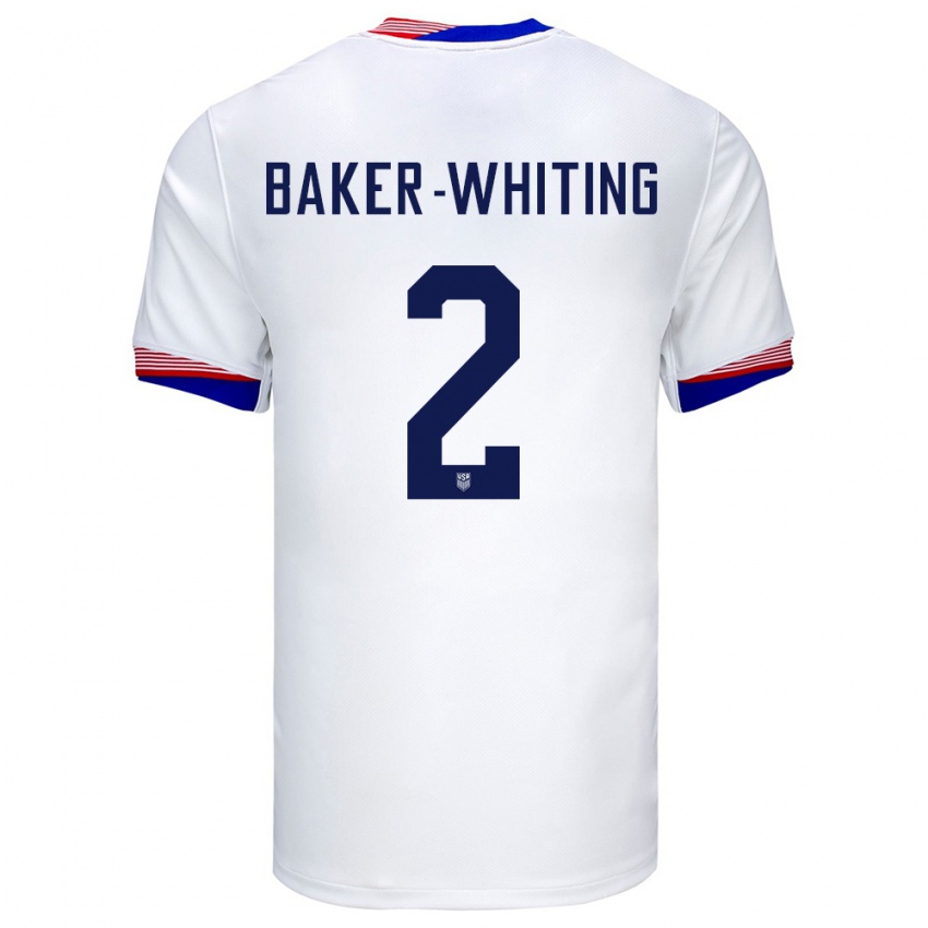 Niño Camiseta Estados Unidos Reed Baker Whiting #2 Blanco 1ª Equipación 24-26 La Camisa