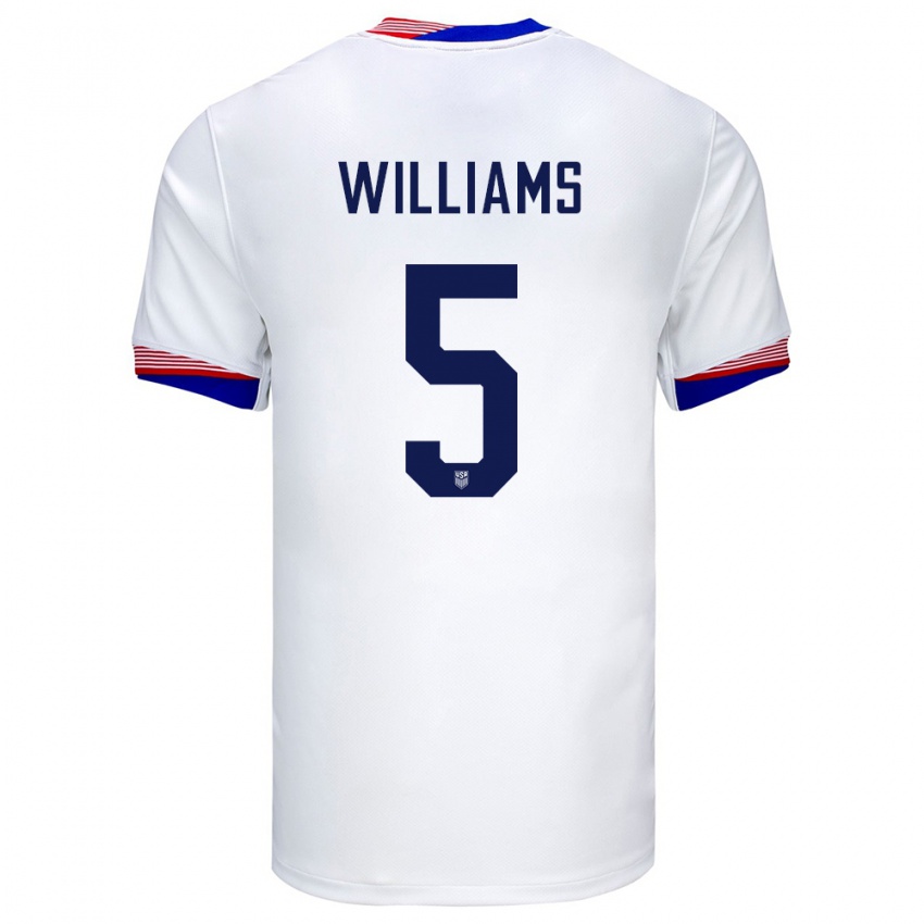 Niño Camiseta Estados Unidos Thomas Williams #5 Blanco 1ª Equipación 24-26 La Camisa