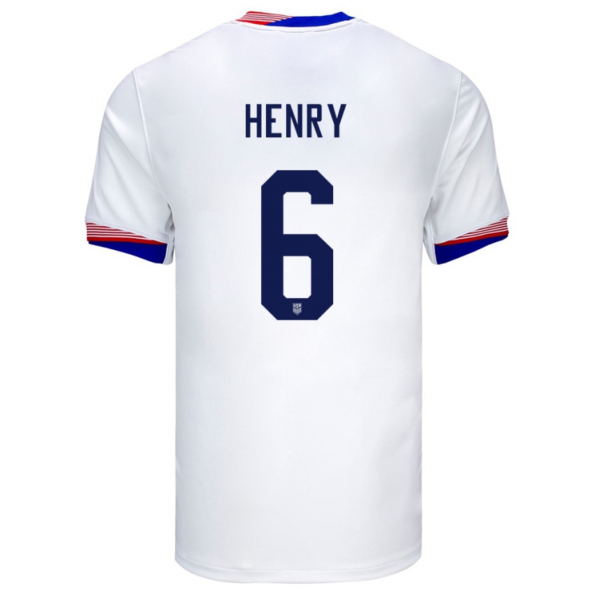 Niño Camiseta Estados Unidos Kobi Henry #6 Blanco 1ª Equipación 24-26 La Camisa