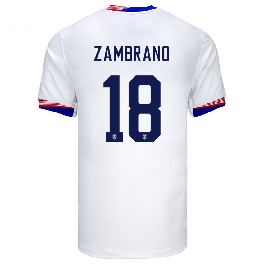 Niño Camiseta Estados Unidos Marcos Zambrano #18 Blanco 1ª Equipación 24-26 La Camisa
