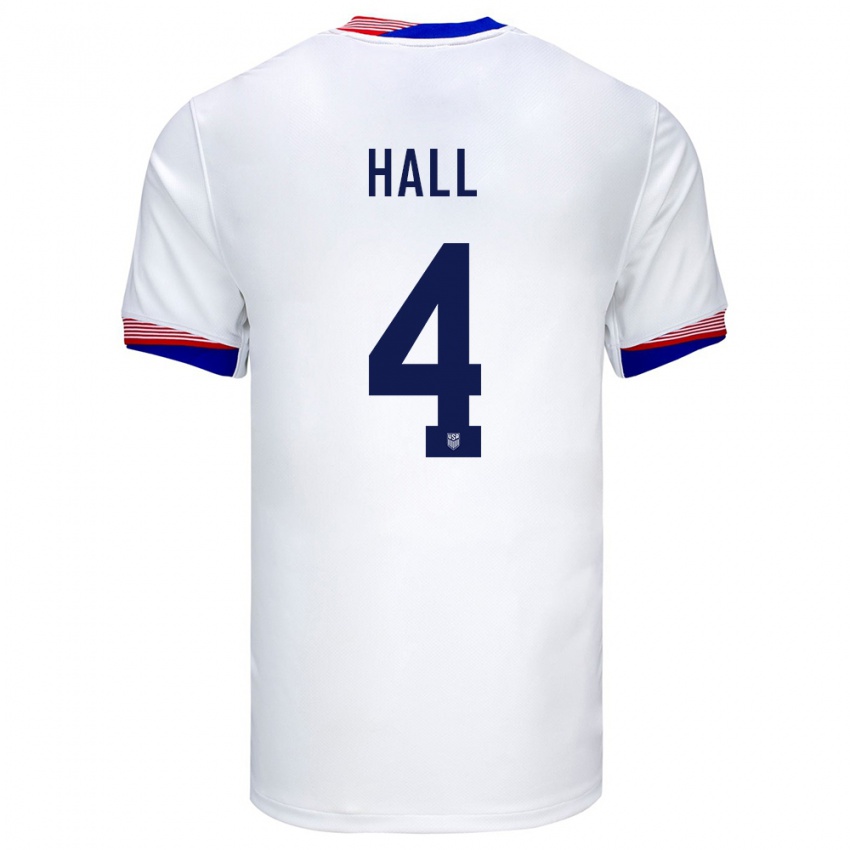Niño Camiseta Estados Unidos Tyler Hall #4 Blanco 1ª Equipación 24-26 La Camisa