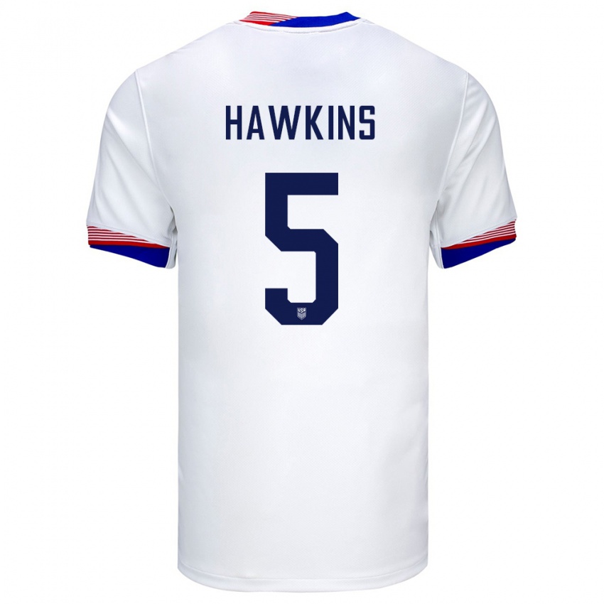 Niño Camiseta Estados Unidos Stuart Hawkins #5 Blanco 1ª Equipación 24-26 La Camisa