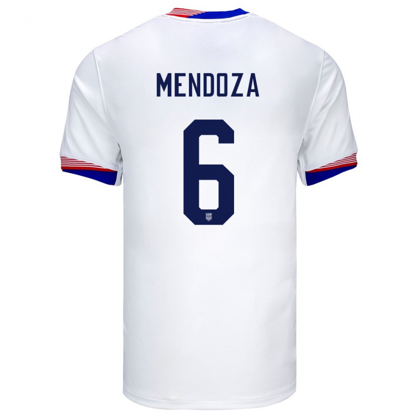 Niño Camiseta Estados Unidos Edwyn Mendoza #6 Blanco 1ª Equipación 24-26 La Camisa