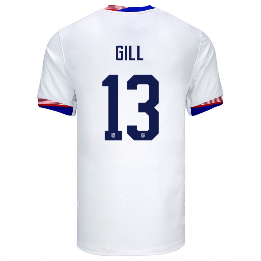 Niño Camiseta Estados Unidos Adrian Gill #13 Blanco 1ª Equipación 24-26 La Camisa