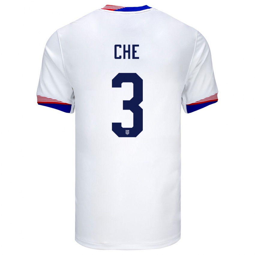 Niño Camiseta Estados Unidos Justin Che #3 Blanco 1ª Equipación 24-26 La Camisa