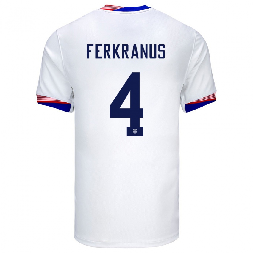 Niño Camiseta Estados Unidos Marcus Ferkranus #4 Blanco 1ª Equipación 24-26 La Camisa
