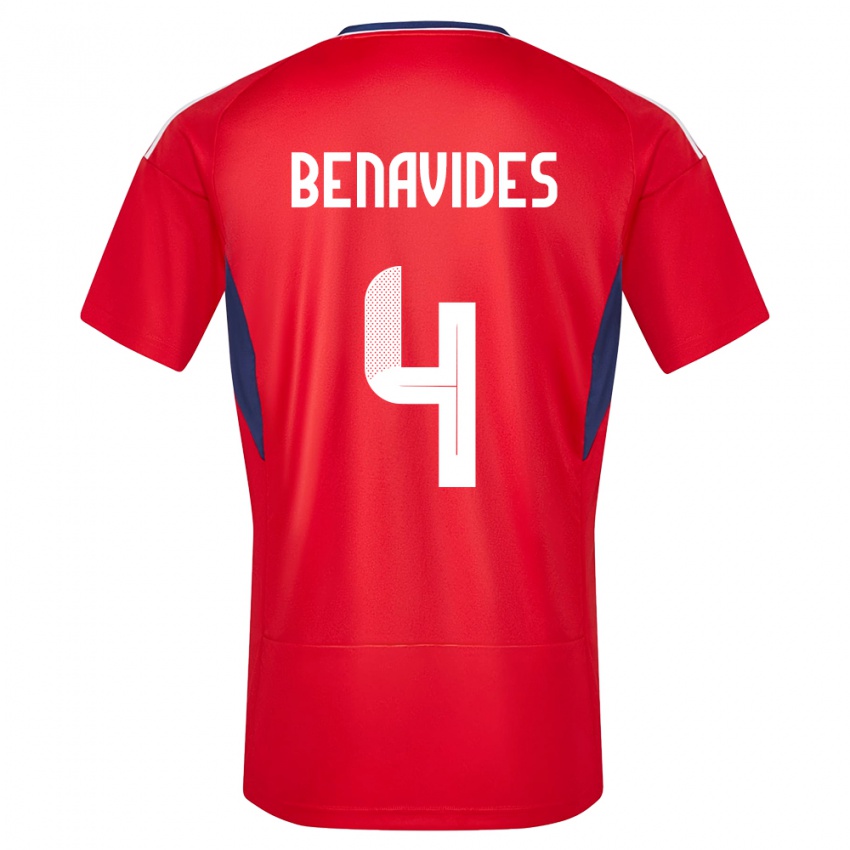Niño Camiseta Costa Rica Mariana Benavides #4 Rojo 1ª Equipación 24-26 La Camisa