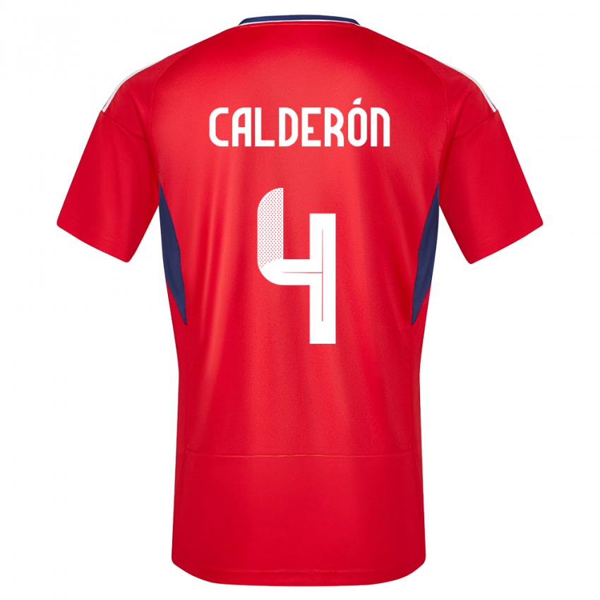 Niño Camiseta Costa Rica Brandon Calderon #4 Rojo 1ª Equipación 24-26 La Camisa