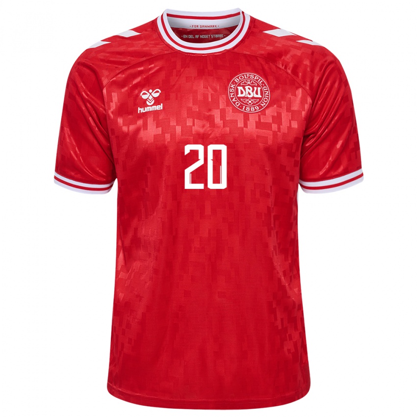 Niño Camiseta Dinamarca Yussuf Poulsen #20 Rojo 1ª Equipación 24-26 La Camisa