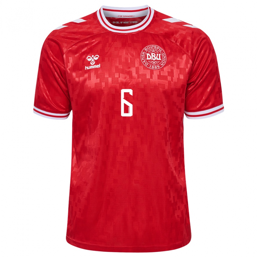 Niño Camiseta Dinamarca Oscar Fraulo #6 Rojo 1ª Equipación 24-26 La Camisa