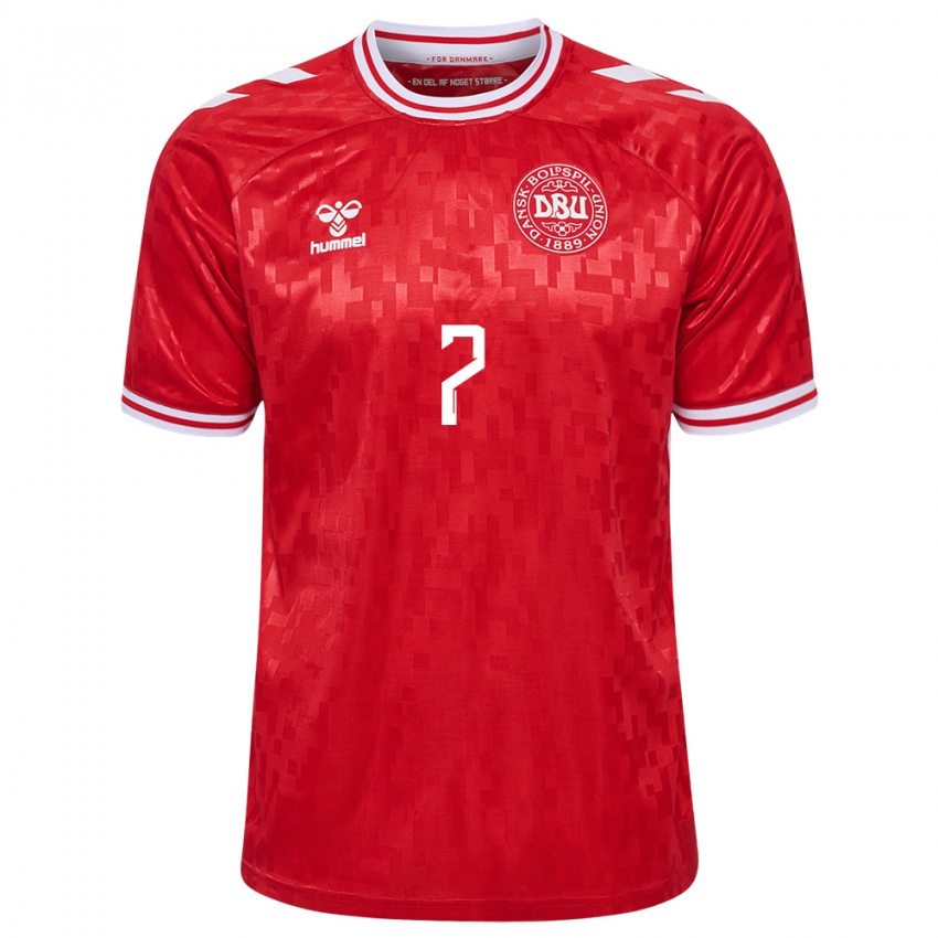 Niño Camiseta Dinamarca Lauge Sandgrav #7 Rojo 1ª Equipación 24-26 La Camisa