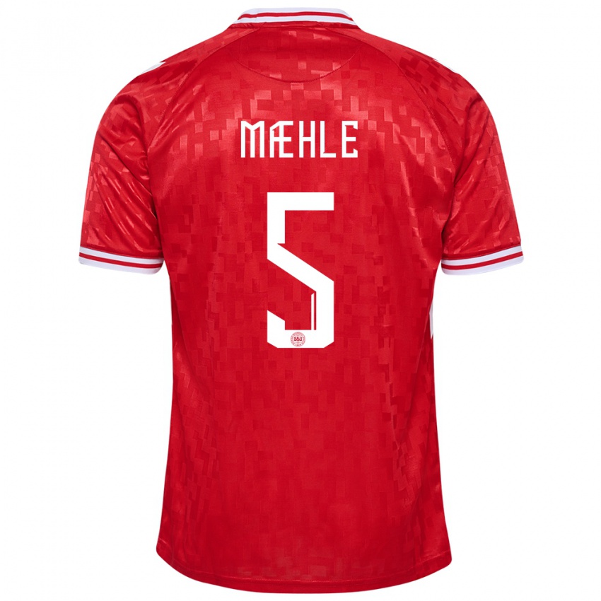 Niño Camiseta Dinamarca Joakim Maehle #5 Rojo 1ª Equipación 24-26 La Camisa