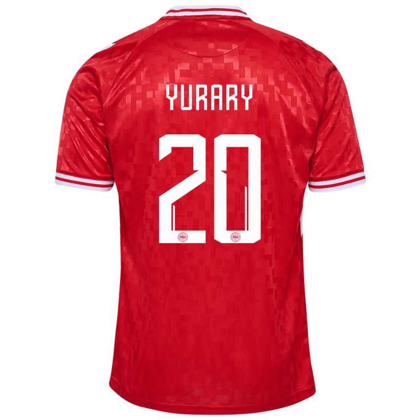 Niño Camiseta Dinamarca Yussuf Poulsen #20 Rojo 1ª Equipación 24-26 La Camisa