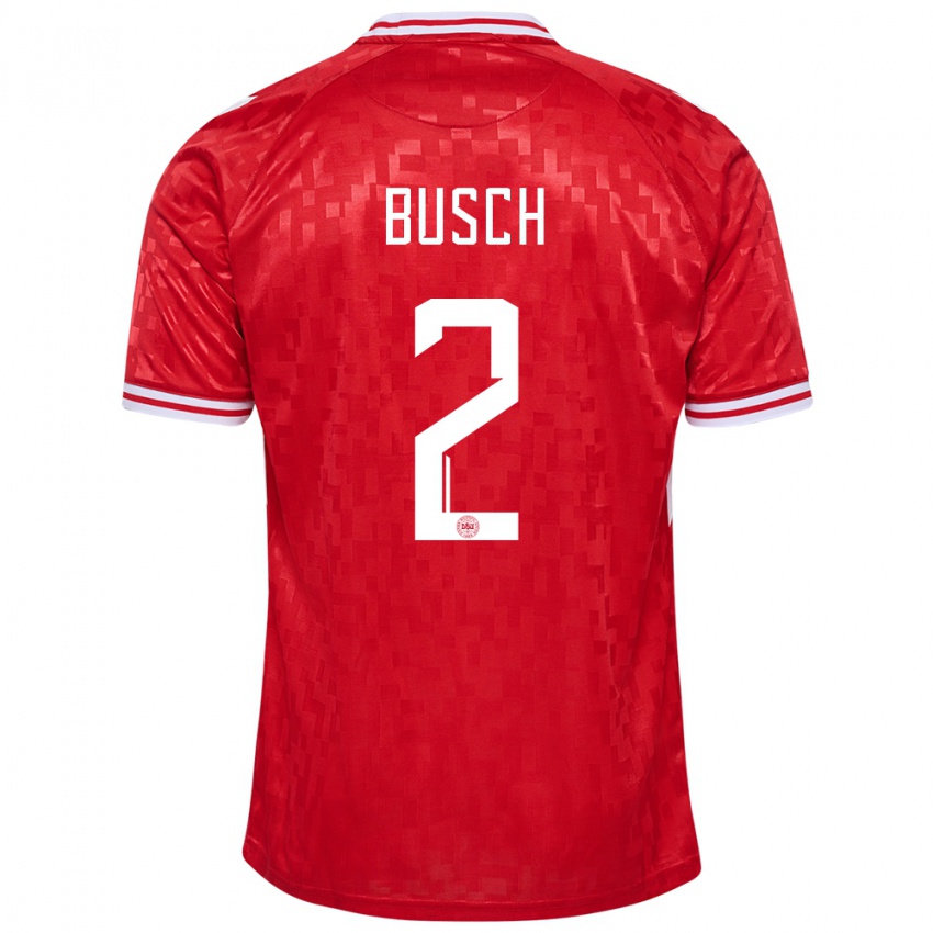 Niño Camiseta Dinamarca Alexander Busch #2 Rojo 1ª Equipación 24-26 La Camisa