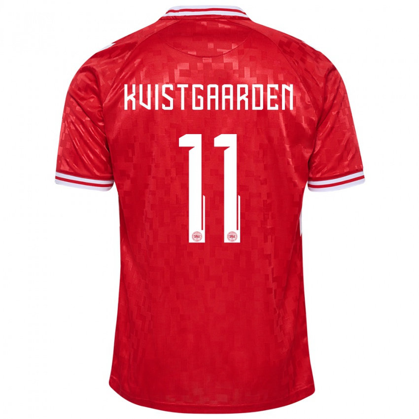 Niño Camiseta Dinamarca Mathias Kvistgaarden #11 Rojo 1ª Equipación 24-26 La Camisa