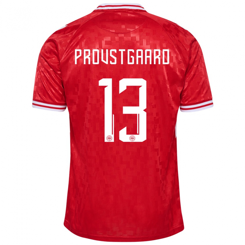 Niño Camiseta Dinamarca Oliver Provstgaard #13 Rojo 1ª Equipación 24-26 La Camisa