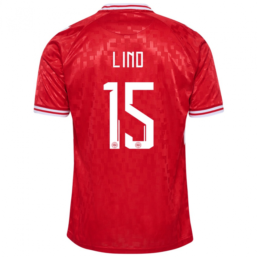 Niño Camiseta Dinamarca Victor Lind #15 Rojo 1ª Equipación 24-26 La Camisa